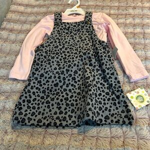 Little Me Pink and Gray Leopard Dress